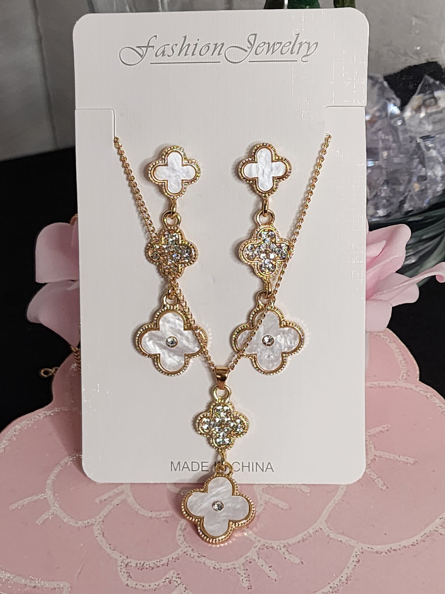 Fashion Clover Necklace, Bracelet and Earrings Sets (ON SALE)