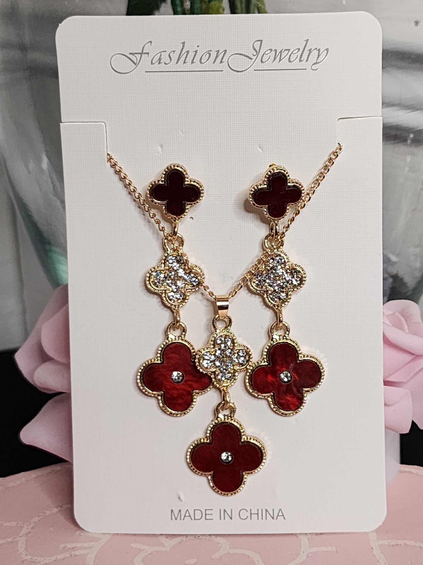Fashion Clover Necklace, Bracelet and Earrings Sets (ON SALE)