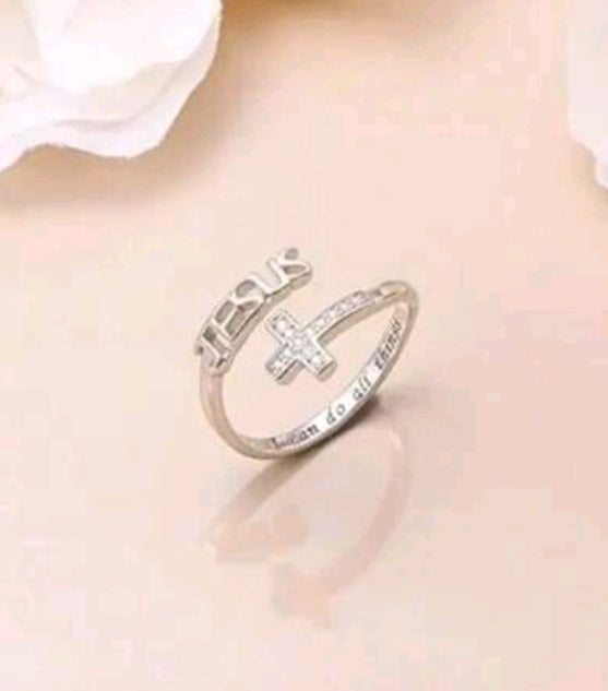 Silver Adjustable (I can do all Things) Ring