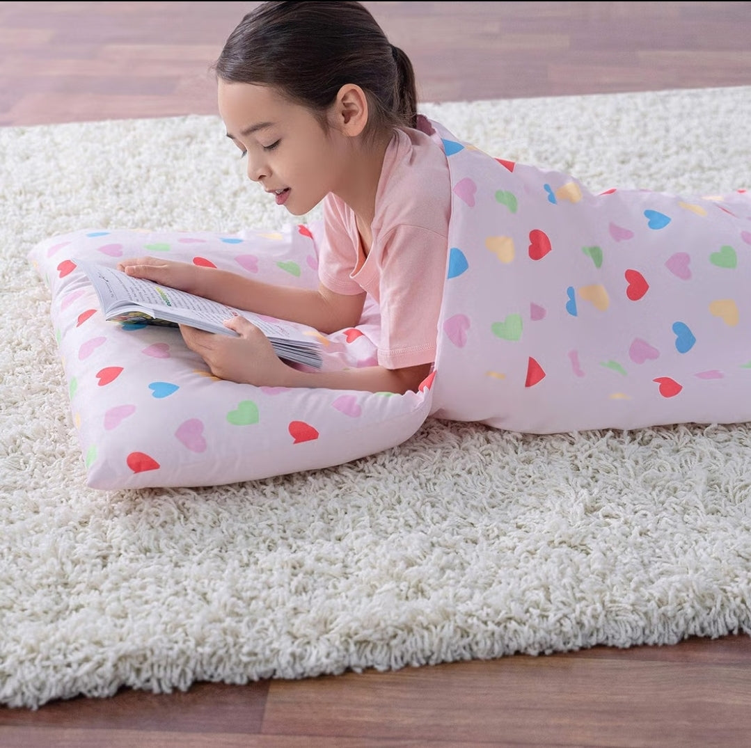 Kids Ultra-Soft Light Weight 3-in-1 Slumber Sleeping Bag (Hearts) (ON SALE)