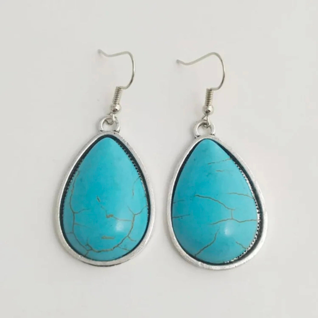 Western Boho Turquoise Necklace with Earrings Set