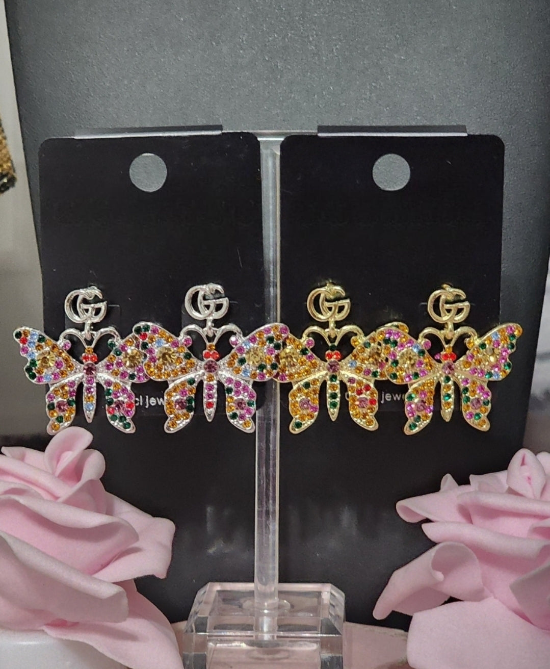 Gold Colorful Butterfly Earrings