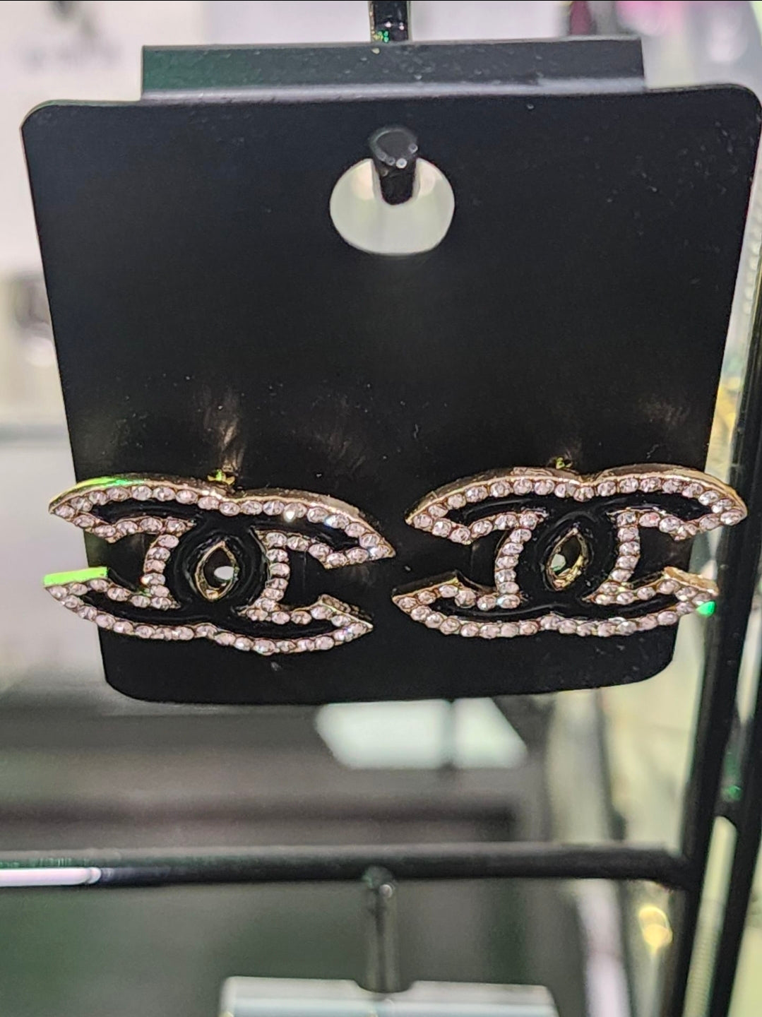 Gold and Black Post Back Earrings (Matching Brooch Available also)
