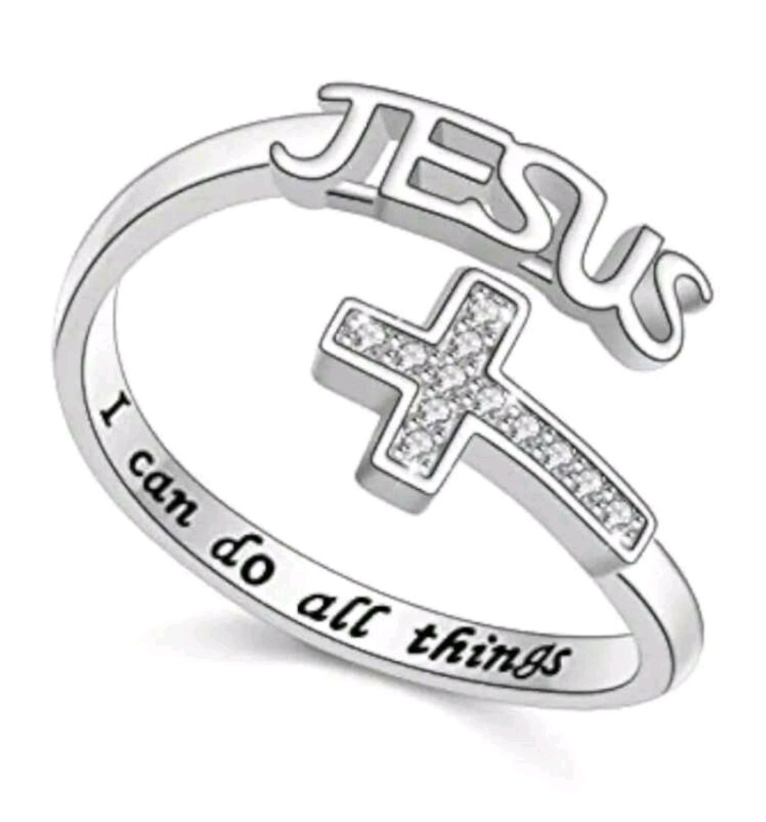 Silver Adjustable (I can do all Things) Ring