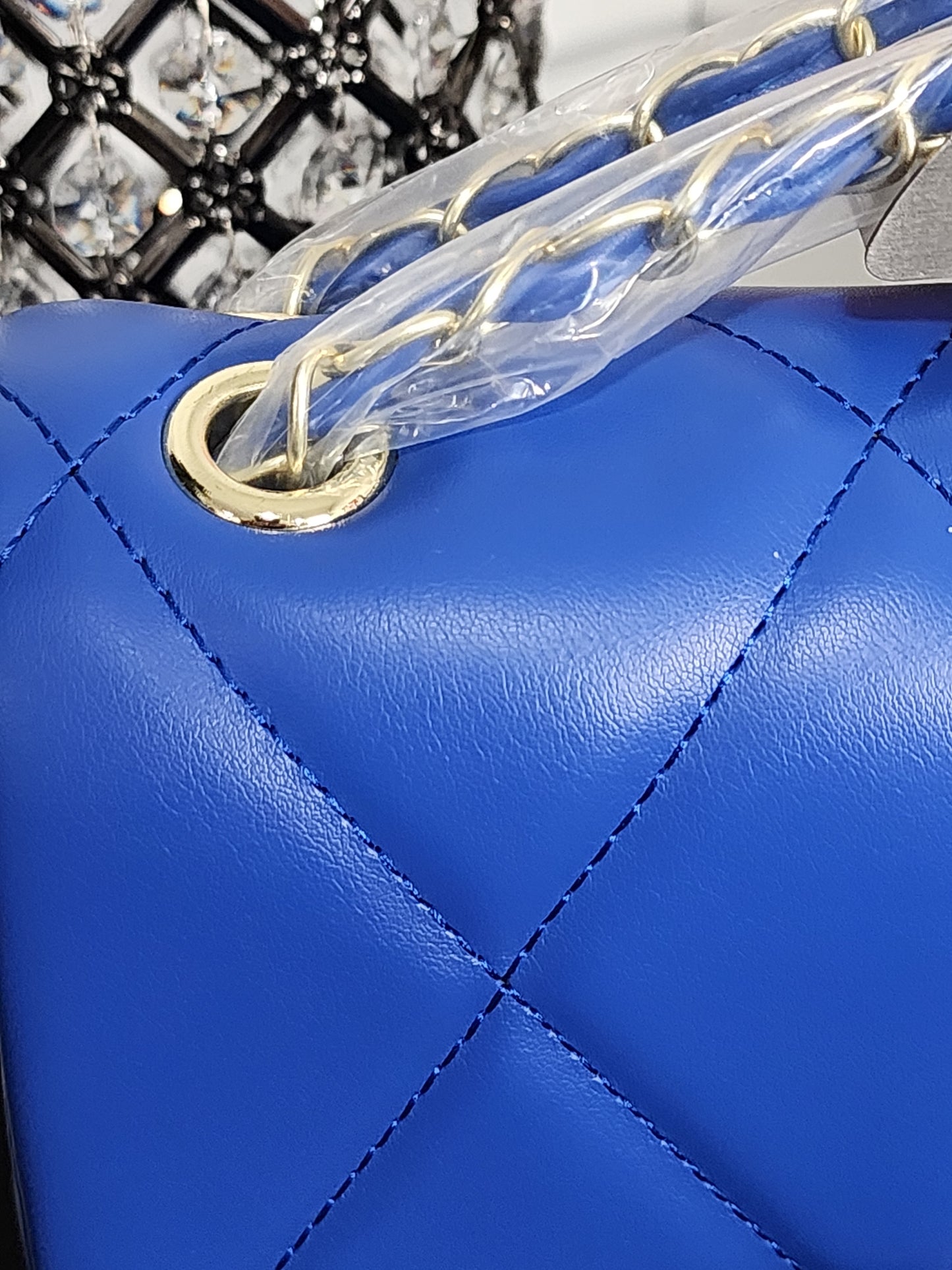 Classy Big Blue Handbag with Wallet Set or a Soft Large Quilted Blue Handbag