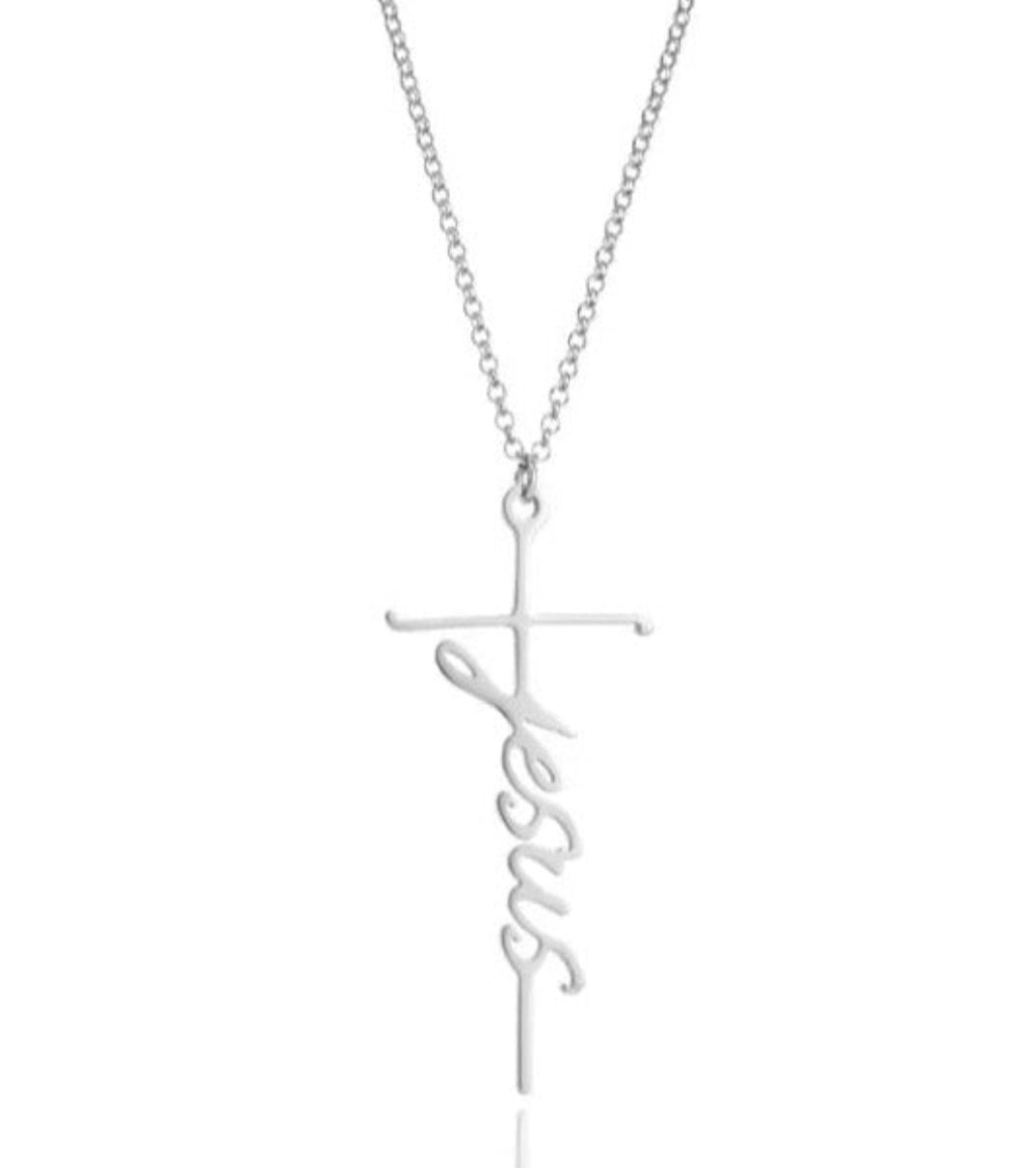 Cross /Faith, Jesus, Blessed, Believe, Pray, Fearless and Strength Silver or Gold Plated Pendant Necklace with 18inch chain