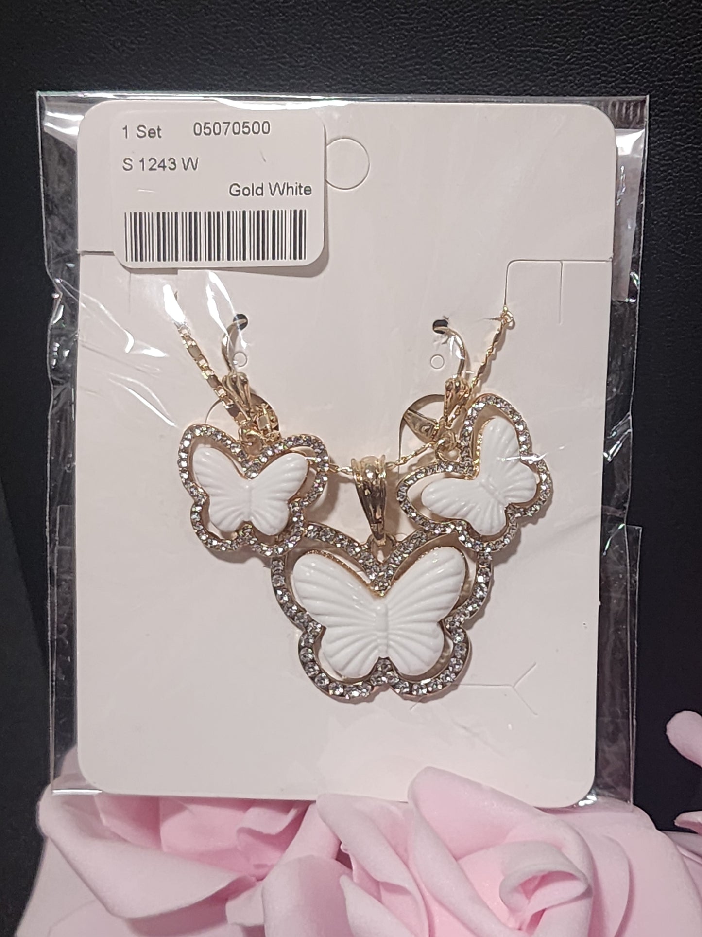 Gold Butterfly Necklace with Earrings Sets