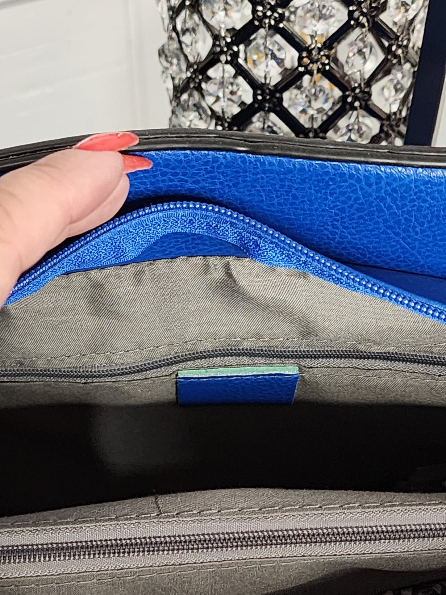 Classy Big Blue Handbag with Wallet Set or a Soft Large Quilted Blue Handbag