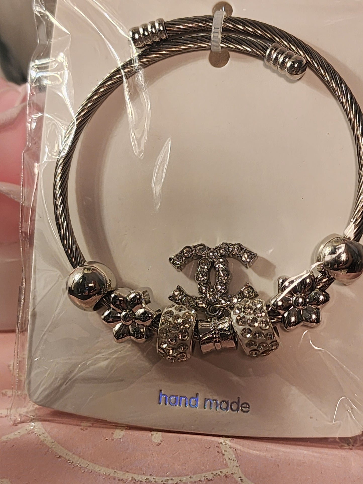 Silver Stainless Steel Adjustable Charm Bracelets