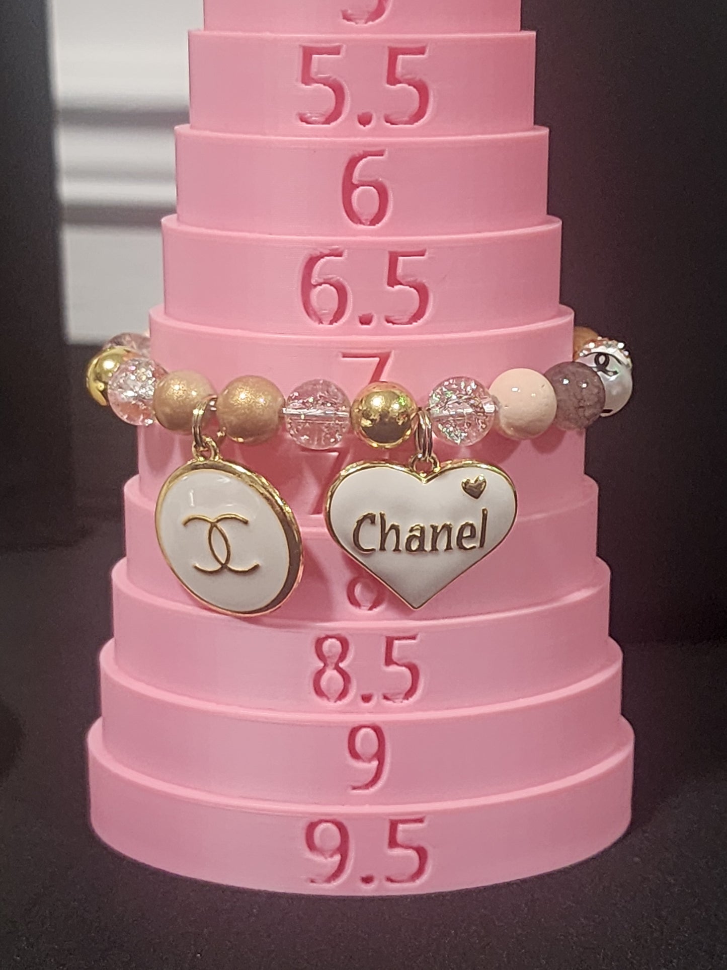White and Gold Beaded Inspired Stretchy Bracelet