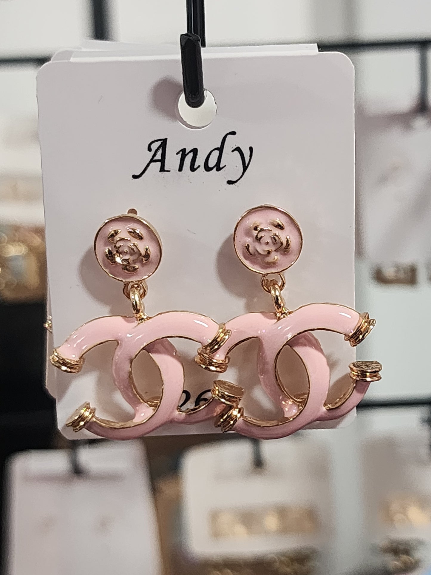 Pink or White and Gold Earrings