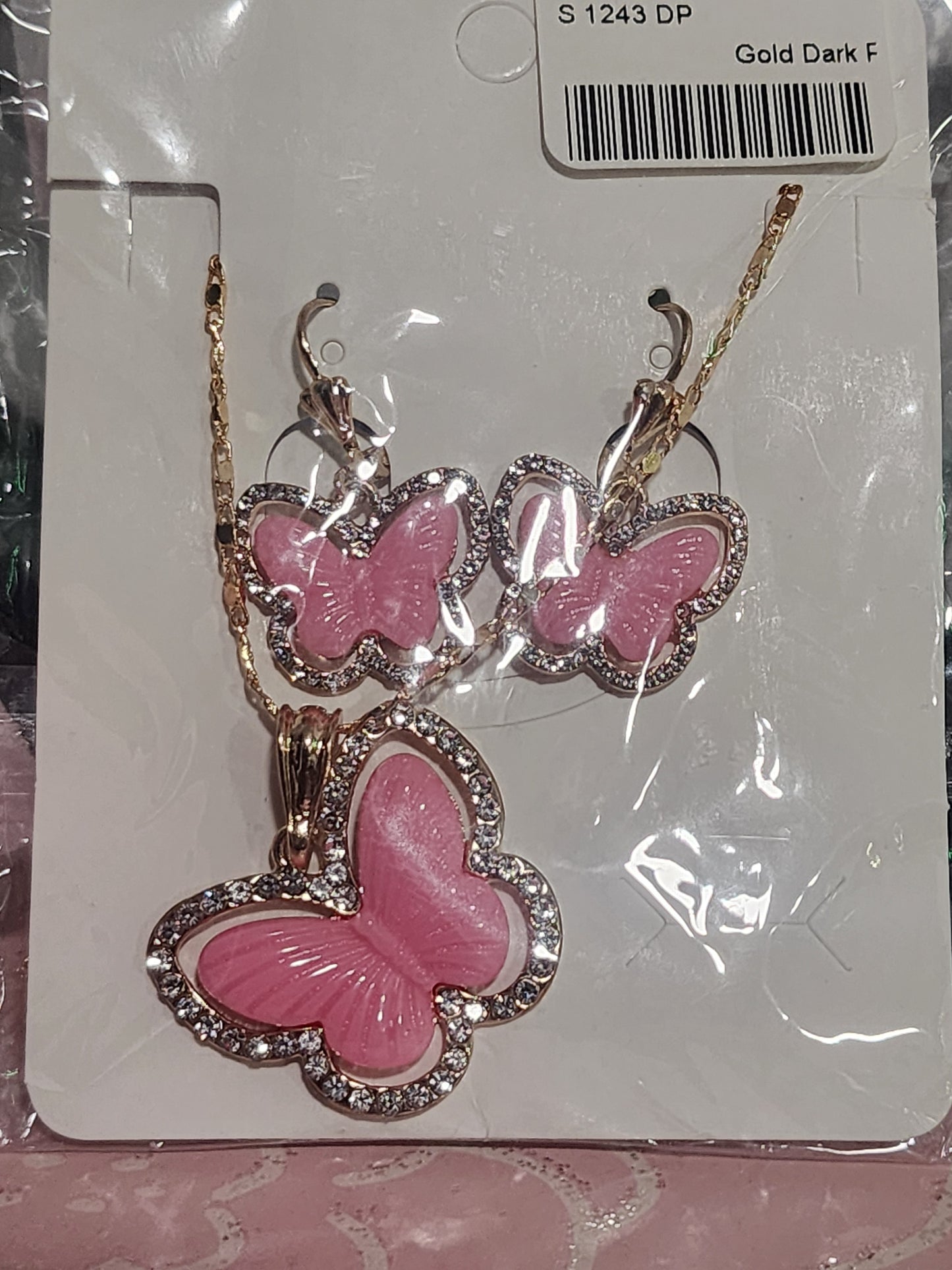 Gold Butterfly Necklace with Earrings Sets