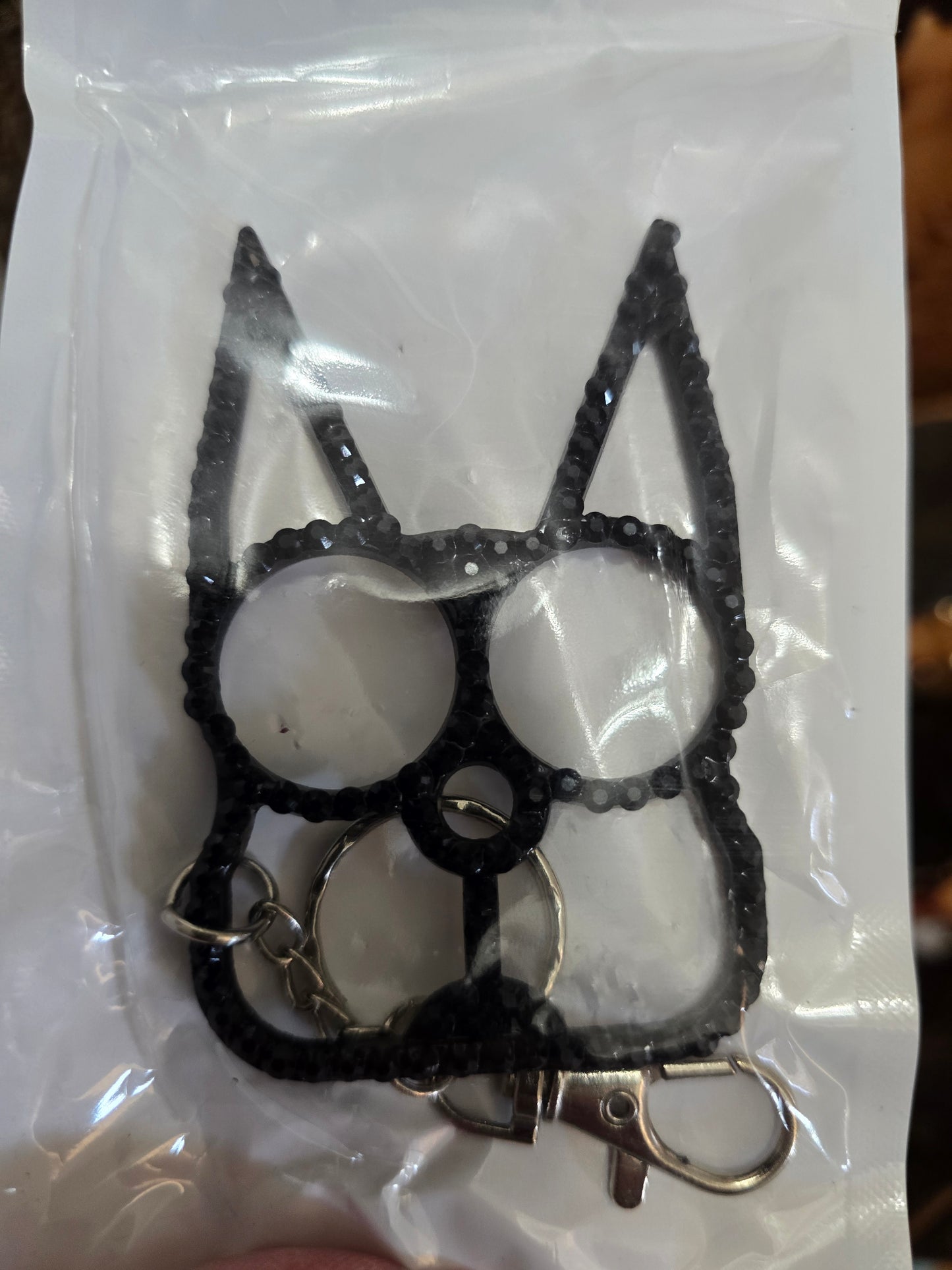 Safety Cat Keychains (Available in Blue, Black, Gold, Pink, Purple, LEOPARD Print, with or without Rhinestones