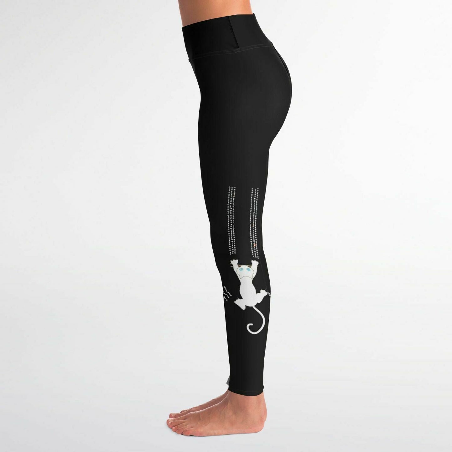 Black Cat Claw Scratch Capri Leggings Rhinestone and Glitter - Black / Cat Print / Cat Lover / Cat Pants