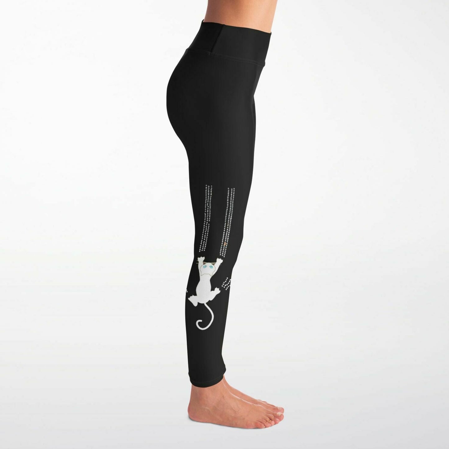 Black Cat Claw Scratch Capri Leggings Rhinestone and Glitter - Black / Cat Print / Cat Lover / Cat Pants