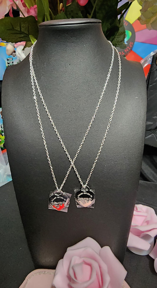 Dripping Hearts, Silver Stainless Steel Necklaces
