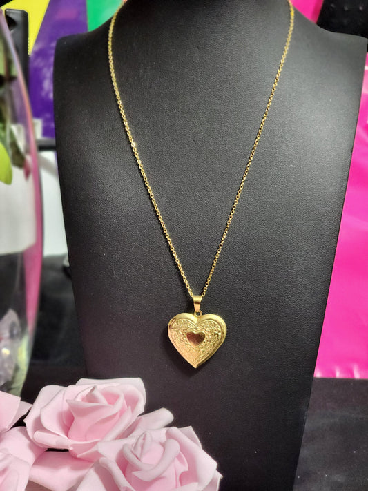 Stainless Steel Heart Locket Necklace