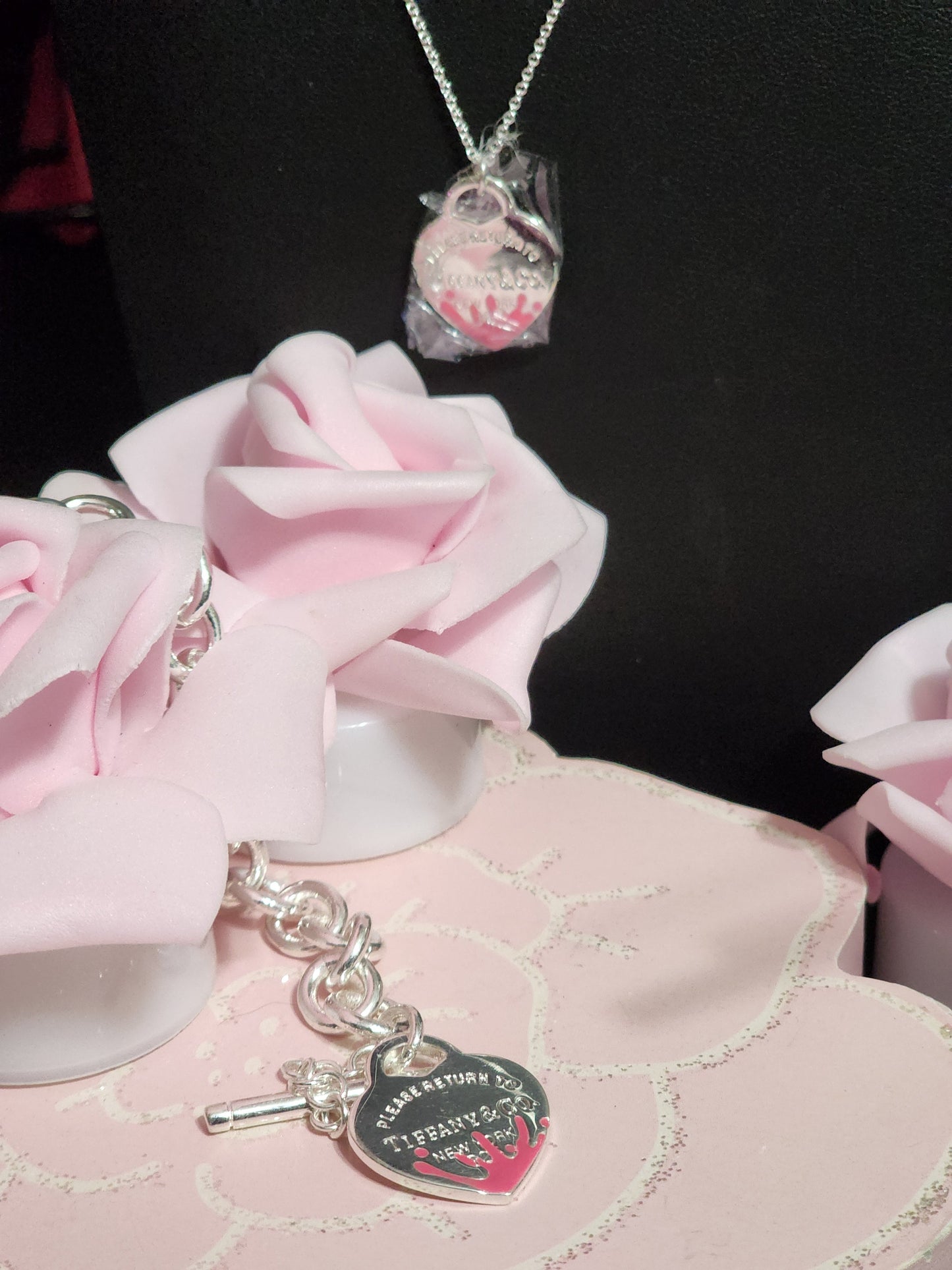 Dripping Hearts, Silver Stainless Steel Necklaces