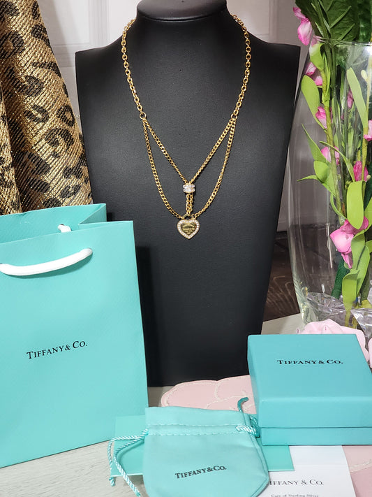Gold Stainless Steel Necklace with Gift Box and Bag