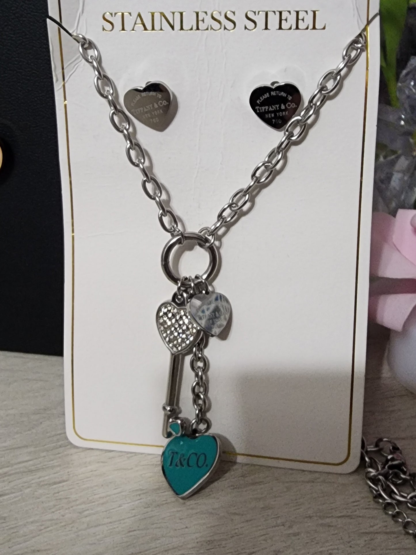 Stainless Steel Necklace with Earrings Sets