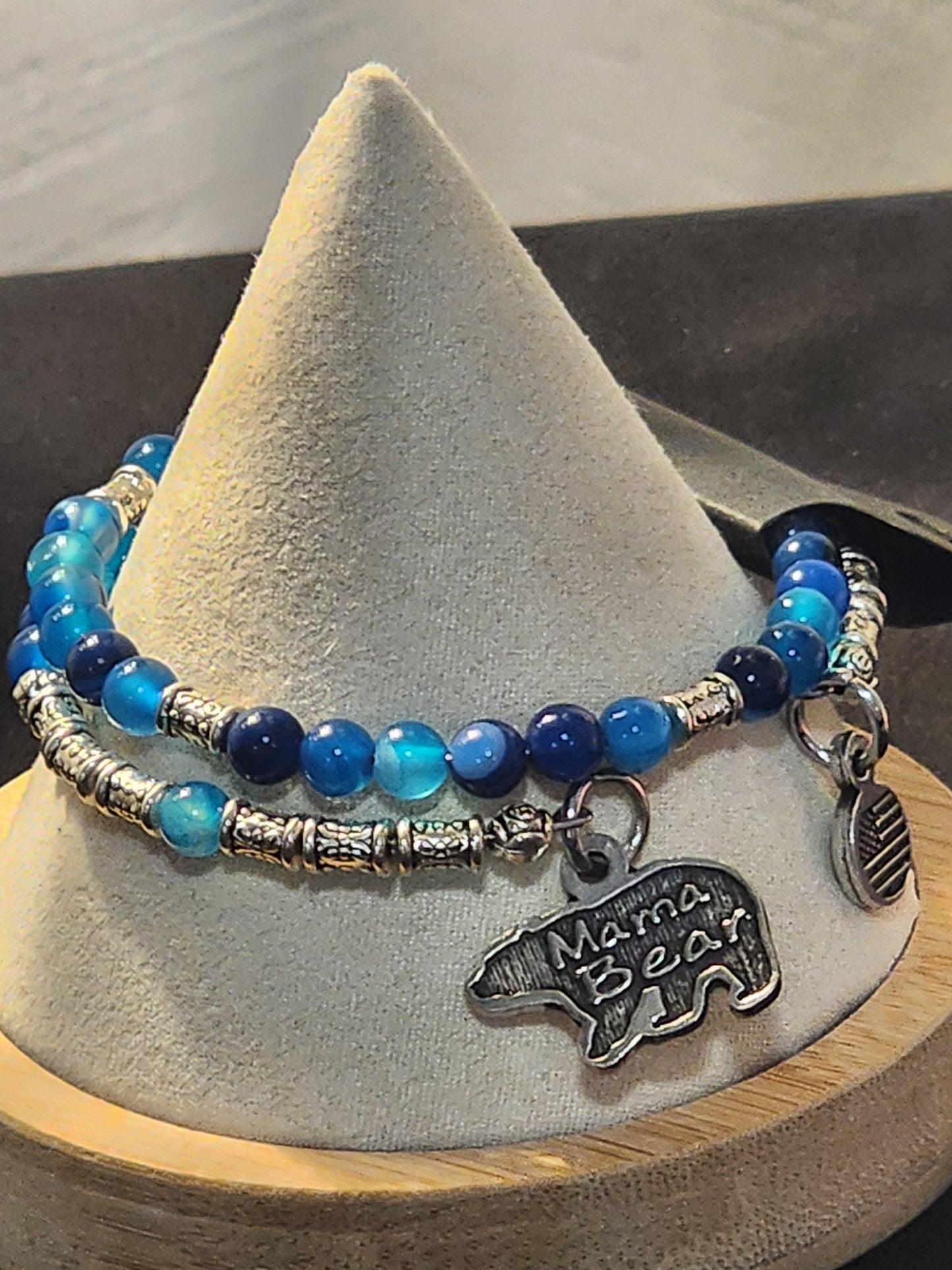 Mama Bear Microcrystalline Quartz Wrap Coil, Agate Stone Bracelet