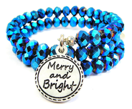Merry And Bright Crystal Wrap Splash of Color Bracelet Xmas: Metallic Blue