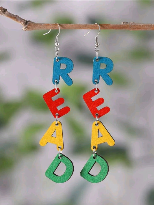 READ Letter Drop Earrings