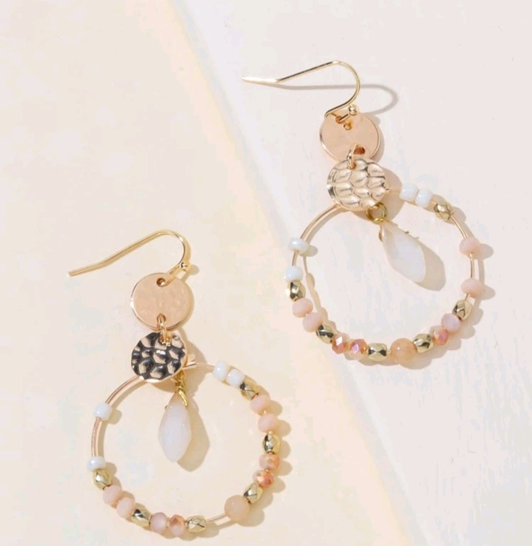 Beaded Detailed Round Drop Earrings