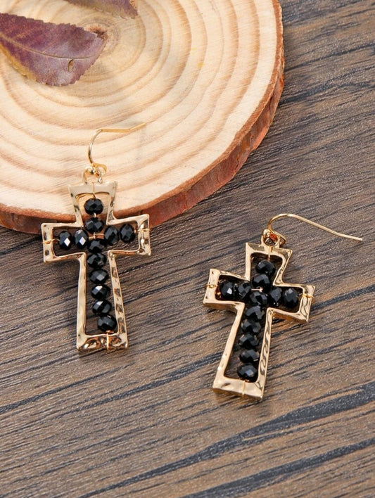 Beaded Cross Earrings