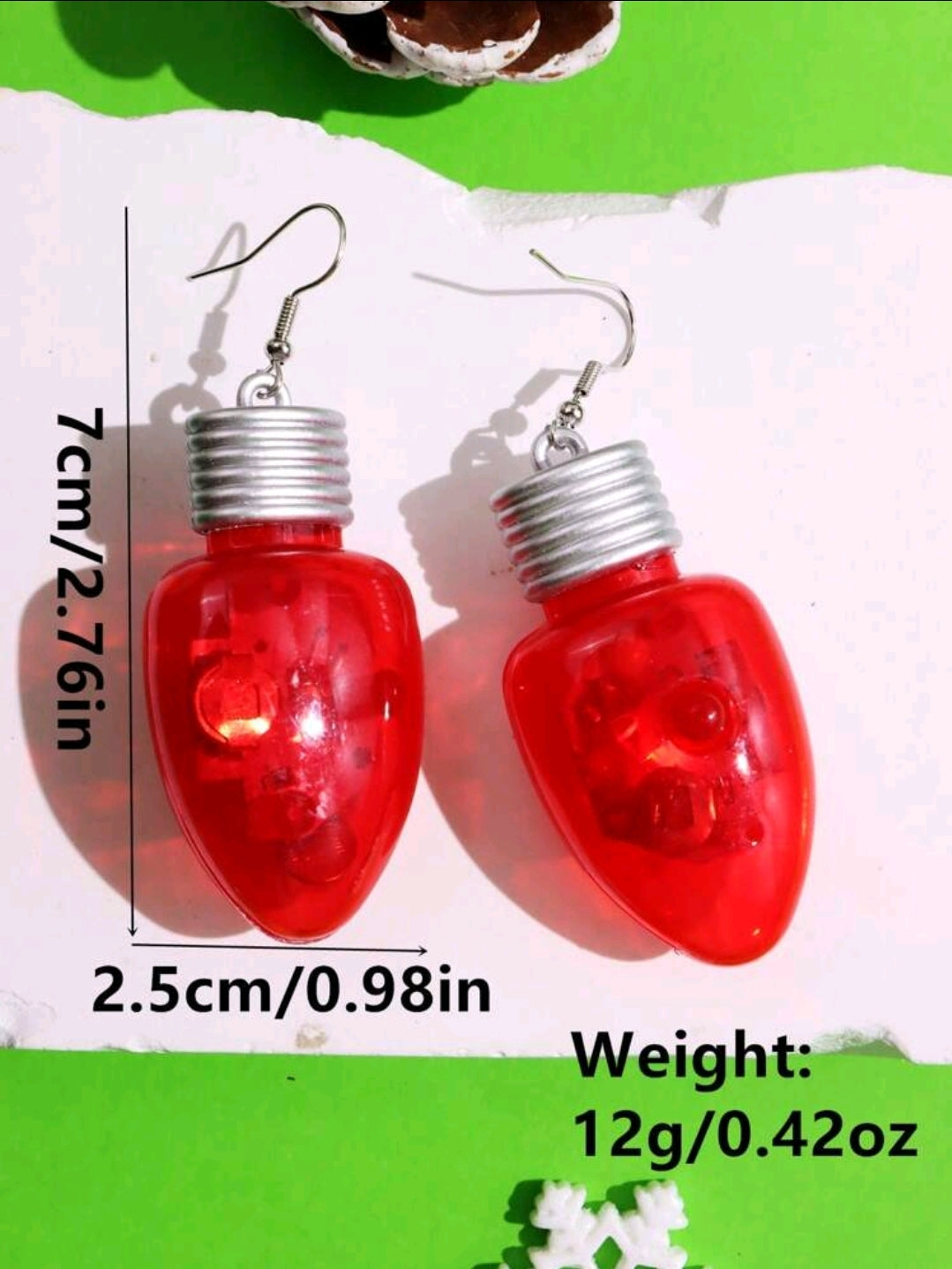 Light Up Christmas Bulb Earrings