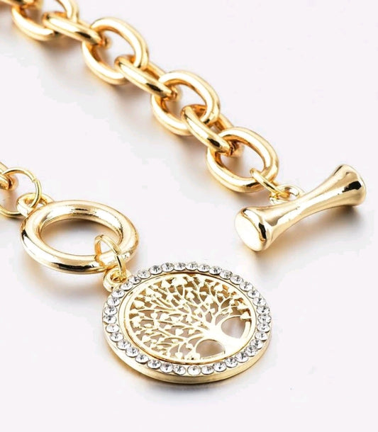 Tree of Life Rhinestone Charm, Toggle Bracelet or Tree of Life Earrings