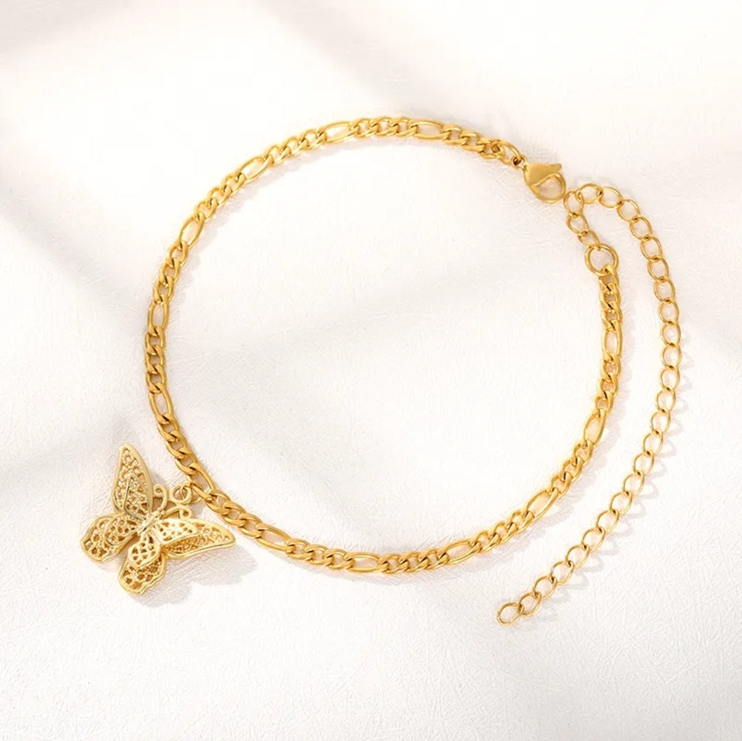 Butterfly Stainless Steel Anklets