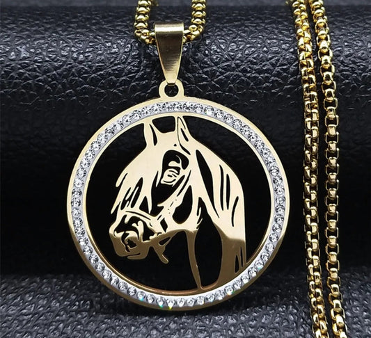 Horse Pendant on a Box Chain Necklace (Stainless Steel)