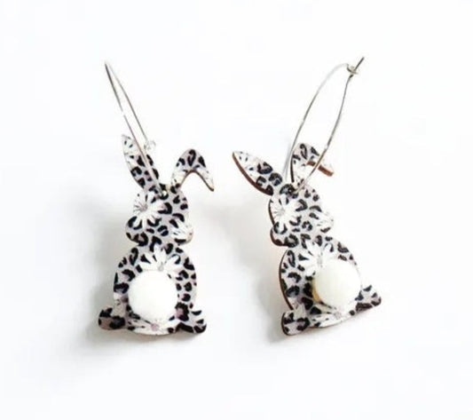 Bunny Wooden Easter Earrings
