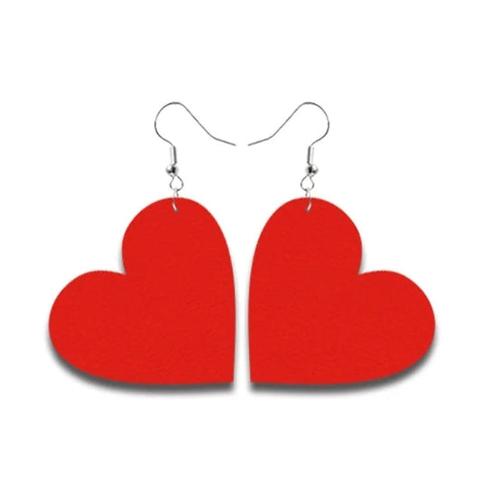 Valentines Day, Heart Shape Leather Earrings