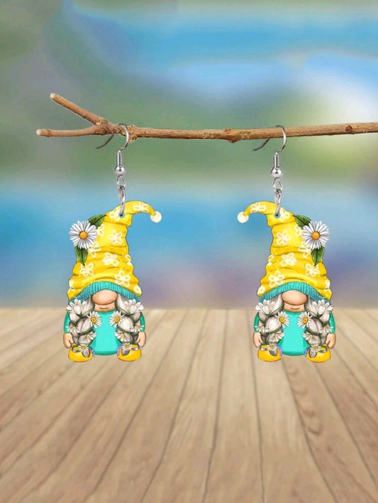 Gnome with Daisy Earrings