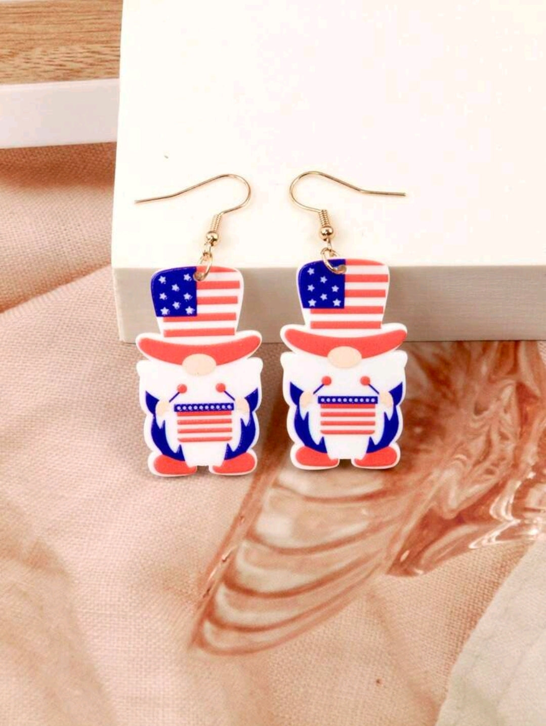 American Flag Gnome Earrings
