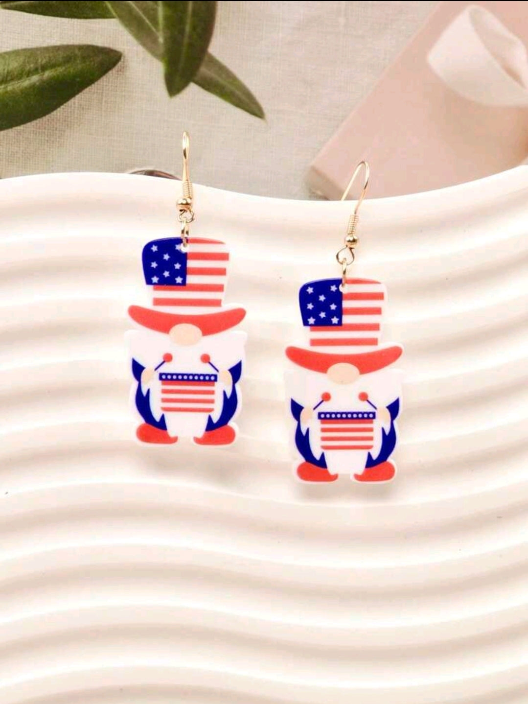 American Flag Gnome Earrings