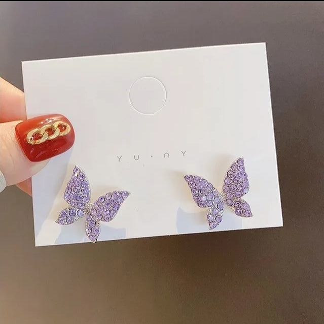 Rhinestone Butterfly Earrings (Available in Silver or Gold)
