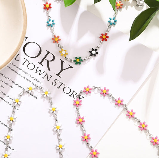 Stainless Steel Daisy Anklets