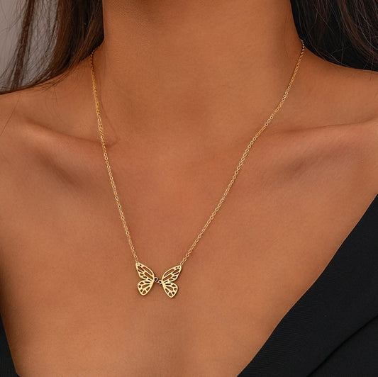 Stainless Steel Butterfly Pendant Necklaces