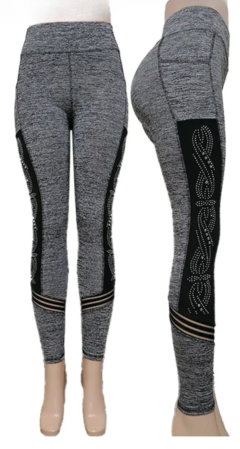 Women's YOGA RHINESTONE LEGGINGS (Size: S,M,L,XL) (ON SALE)