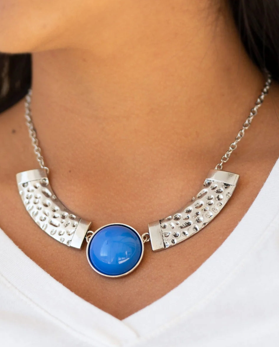 Egyptian Spell Blue Necklace with Earrings