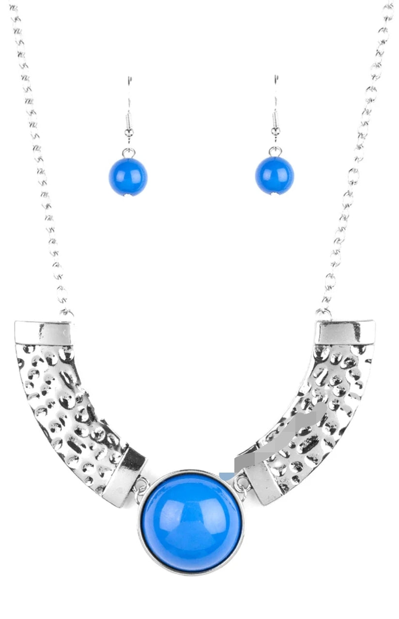Egyptian Spell Blue Necklace with Earrings
