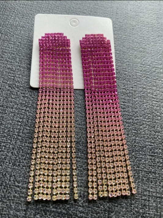 Pink Champagne Ombre Rhinestone Earrings
