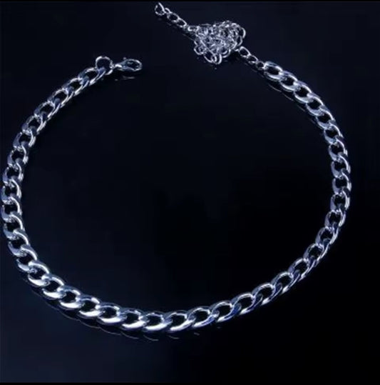 Silver Stainless Steel Cuban Link Anklet