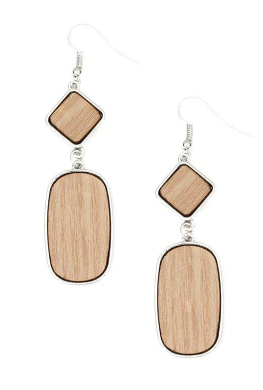 Silver and Wood Earrings