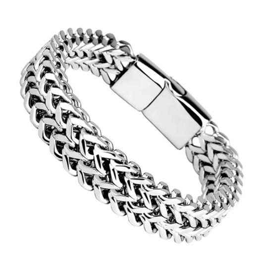 Silver Stainless Steel Chunky Bracelet