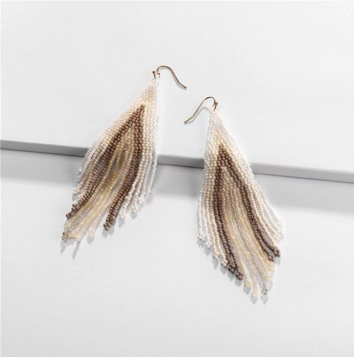 Seed Bead, Boho Earrings  Available in Brown black-and-white