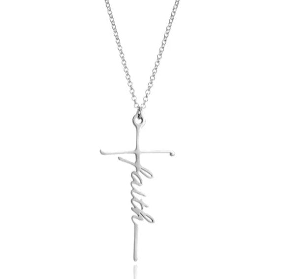 Cross /Faith, Jesus, Blessed, Believe, Pray, Fearless and Strength Silver or Gold Plated Pendant Necklace with 18inch chain